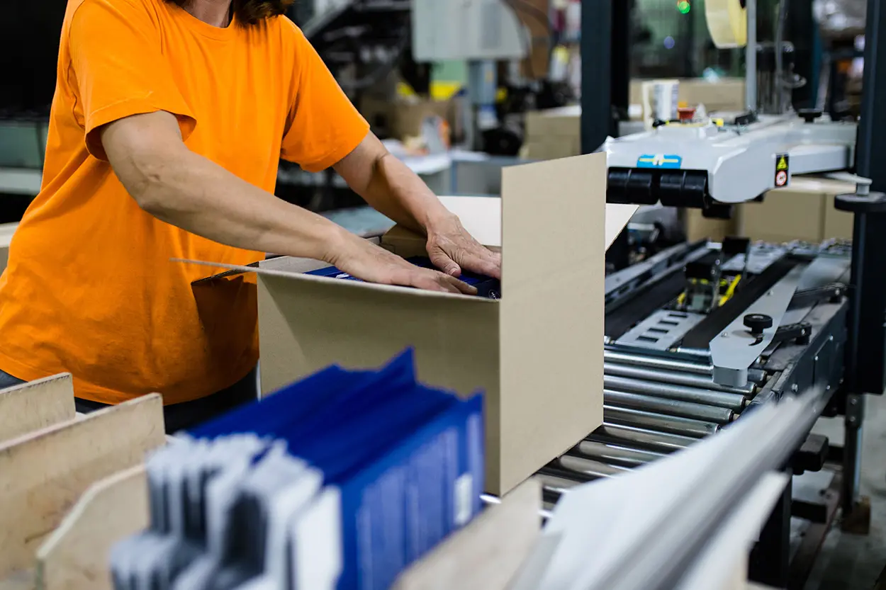 employee working on a machine